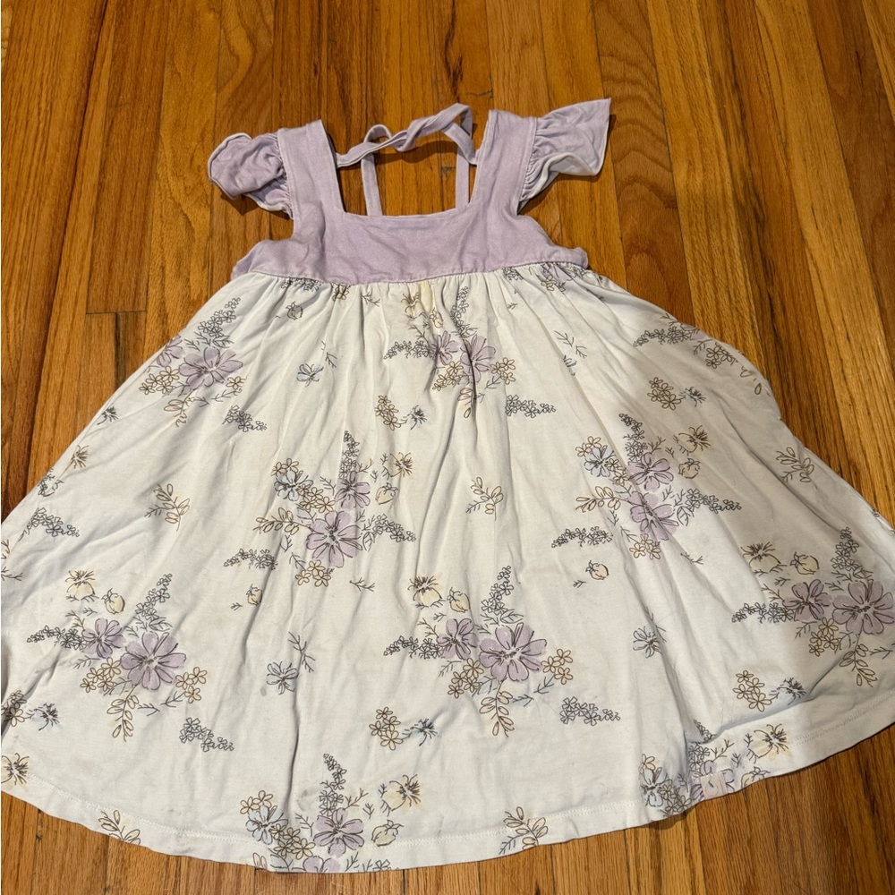 Lavender and Cream Floral Kids Dress